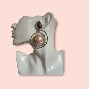 Sterling silver swirl 80’s  door knockers pink pearl 8 grams weight OUtRAgIOUs